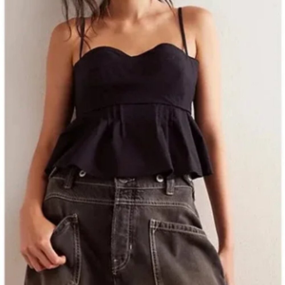 Free People Palmer Cuffed Wide Leg Jeans In Chalkboard Size 30